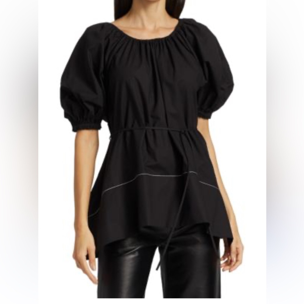 Proenza Schouler Poplin Black Puff Sleeve Blouse 0